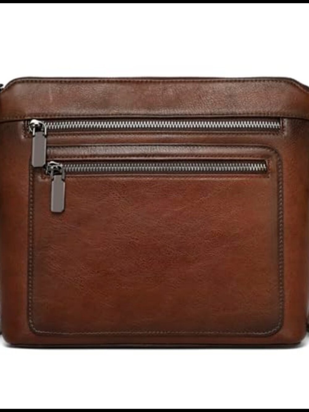 Genuine Leather Crossbody Bag Satchel Multiple Pockets Adjustable Straps